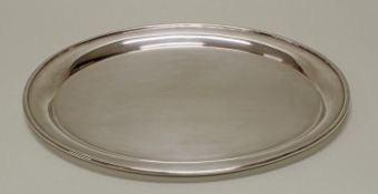 Tablett, Silber 925, deutsch, oval, glatter Spiegel, 42 x 32 cm, ca. 960 g