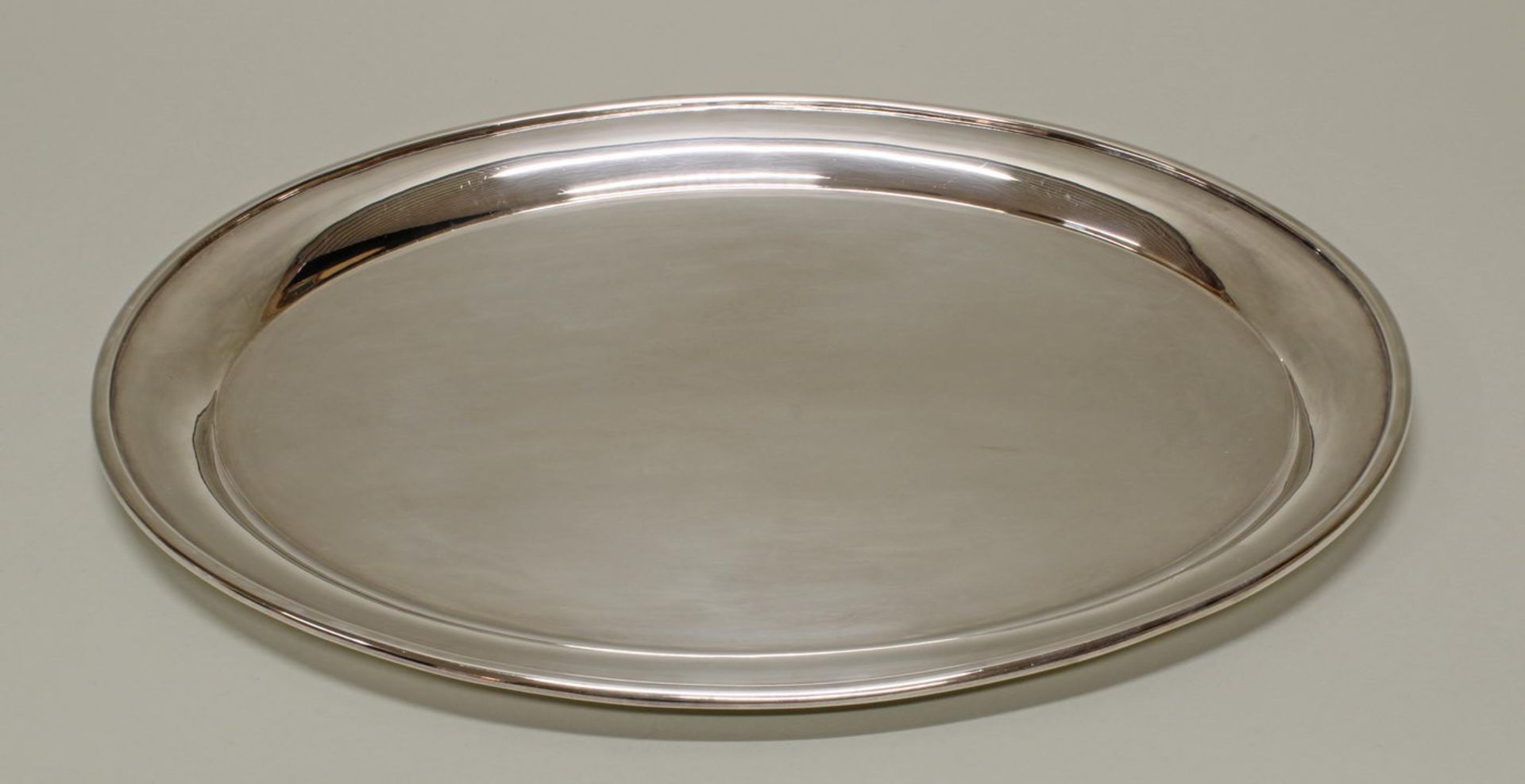 Tablett, Silber 925, deutsch, oval, glatter Spiegel, 42 x 32 cm, ca. 960 g