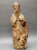 Skulptur, Holz geschnitzt, "St. Martin", Spanien, Ende 17. Jh., 95 cm hoch, rechter Unterarm fehlt,