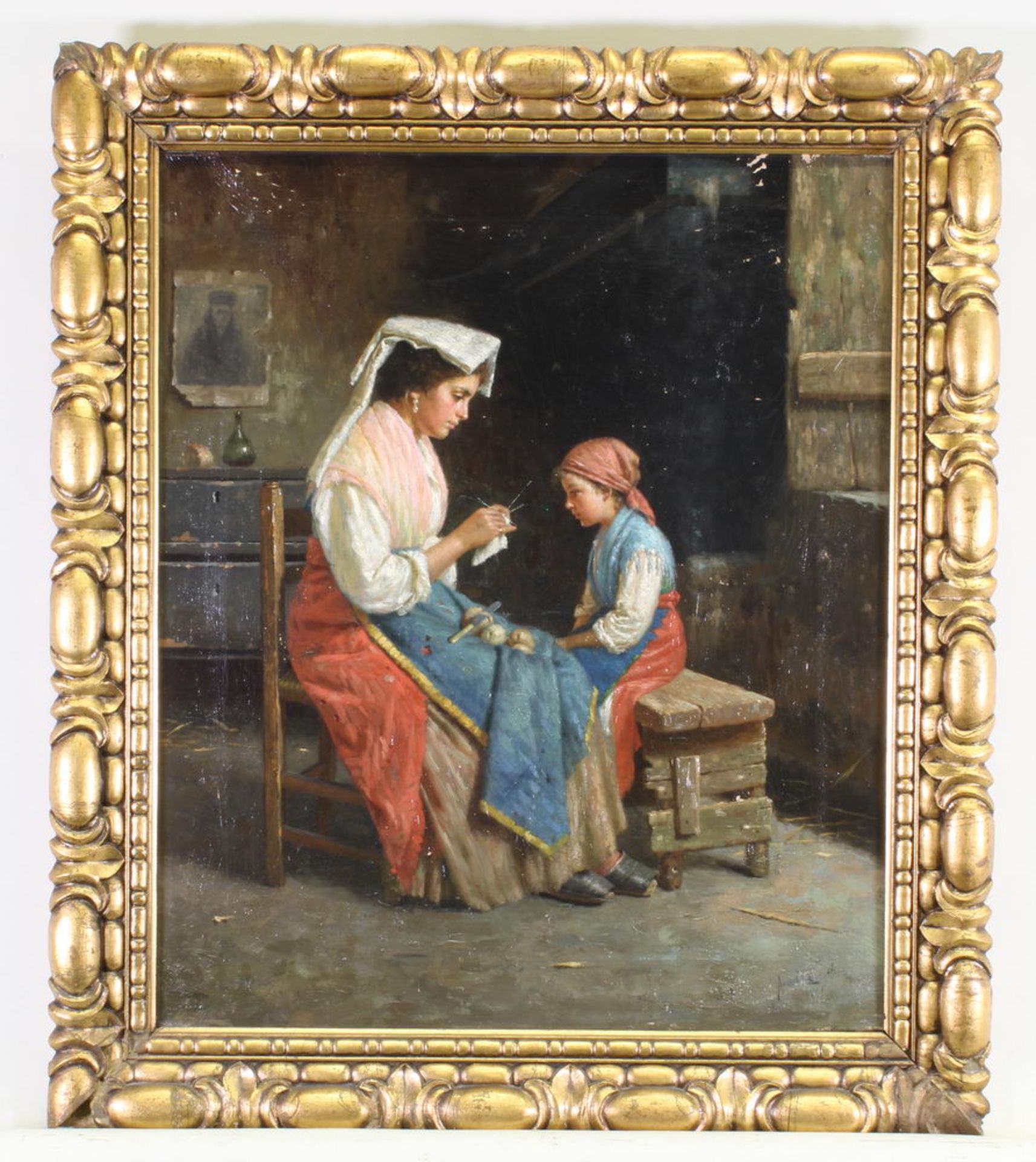 Genremaler (19. Jh.), "Nanna mt Schwesterchen", Öl auf Leinwand, bezeichnet rechts unten Anselm Fe - Image 2 of 4