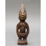 Zwillingsfigur, 'ibeji', männlich, Yoruba/Oyo, wohl Ilorin, Nigeria, Afrika, authentisch, Holz, du