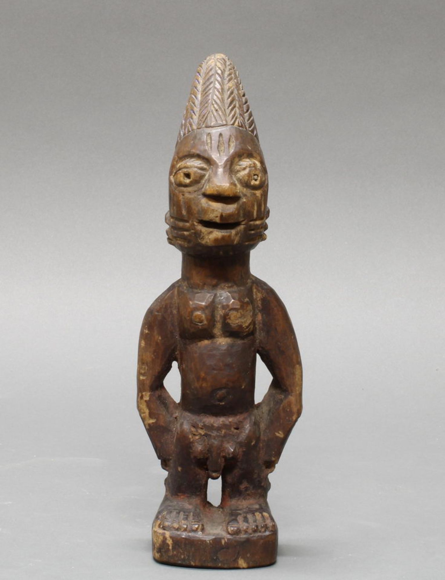 Zwillingsfigur, 'ibeji', männlich, Yoruba/Oyo, wohl Ilorin, Nigeria, Afrika, authentisch, Holz, du