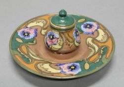 Tintenfass, Keramik, Jugendstil, Gouda, um 1900/1907, Plateelbakkerij Zuid-Holland, polychromer
