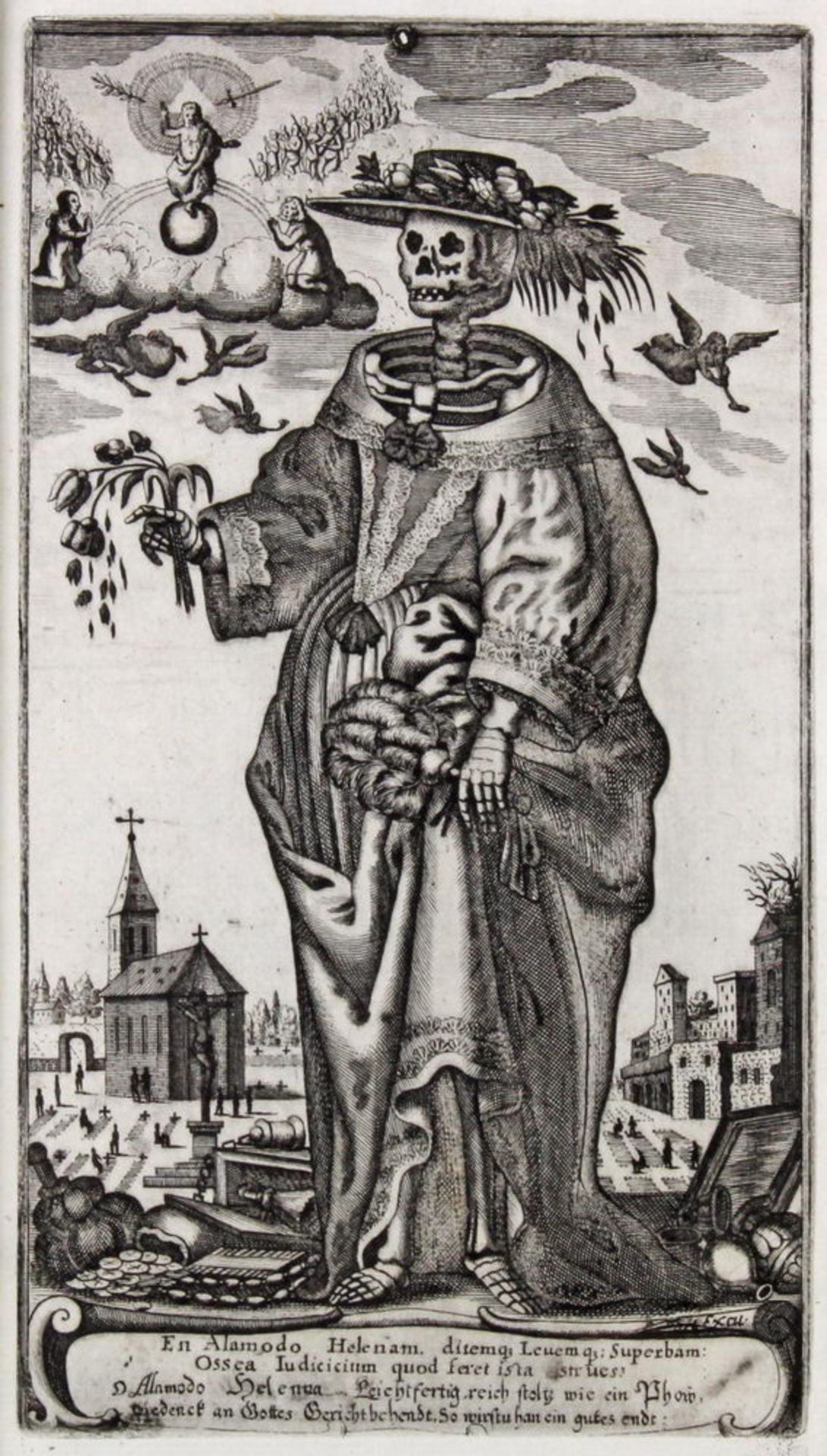 Altzenbach, Gerhard (act. 1609 - 1672), "Der Tod als Edelfrau", Kupferstich, um 1630, 24 x 13.5 cm,