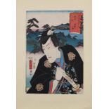 Farbholzschnitt, "Schauspieler", Japan, 19. Jh., Utagawa Kunisada (1786-1865), aus der Serie der 53