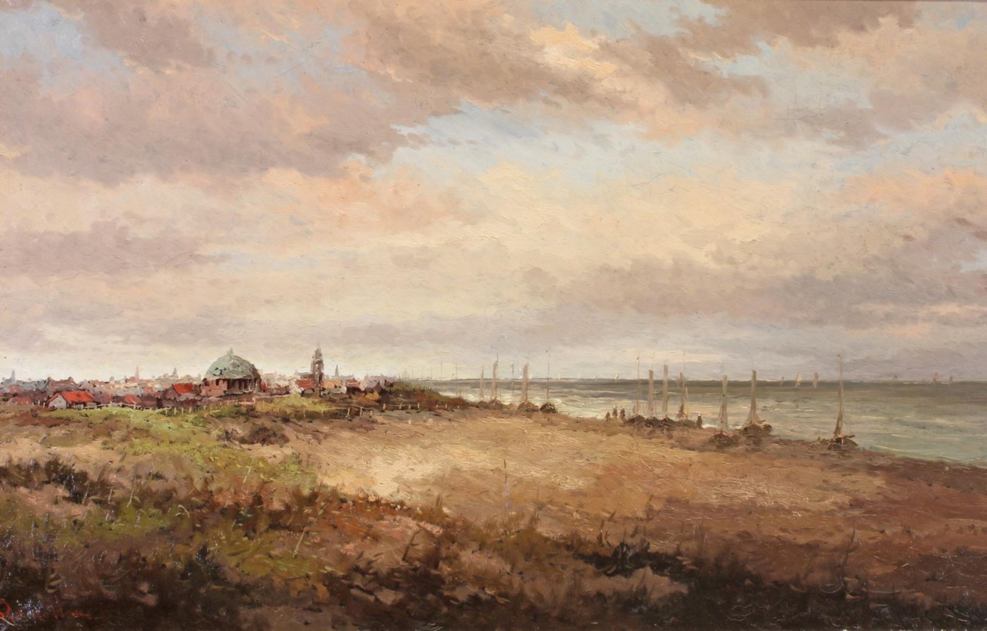 Haan, Robert de (geb. 1943), "Blick auf Scheveningen", Öl auf Leinwand, signiert links unten Rob.