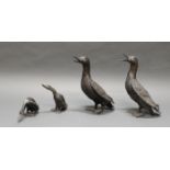 4 Bronzen, "Enten", 20. Jh., 10 cm bis 34 cm hoch