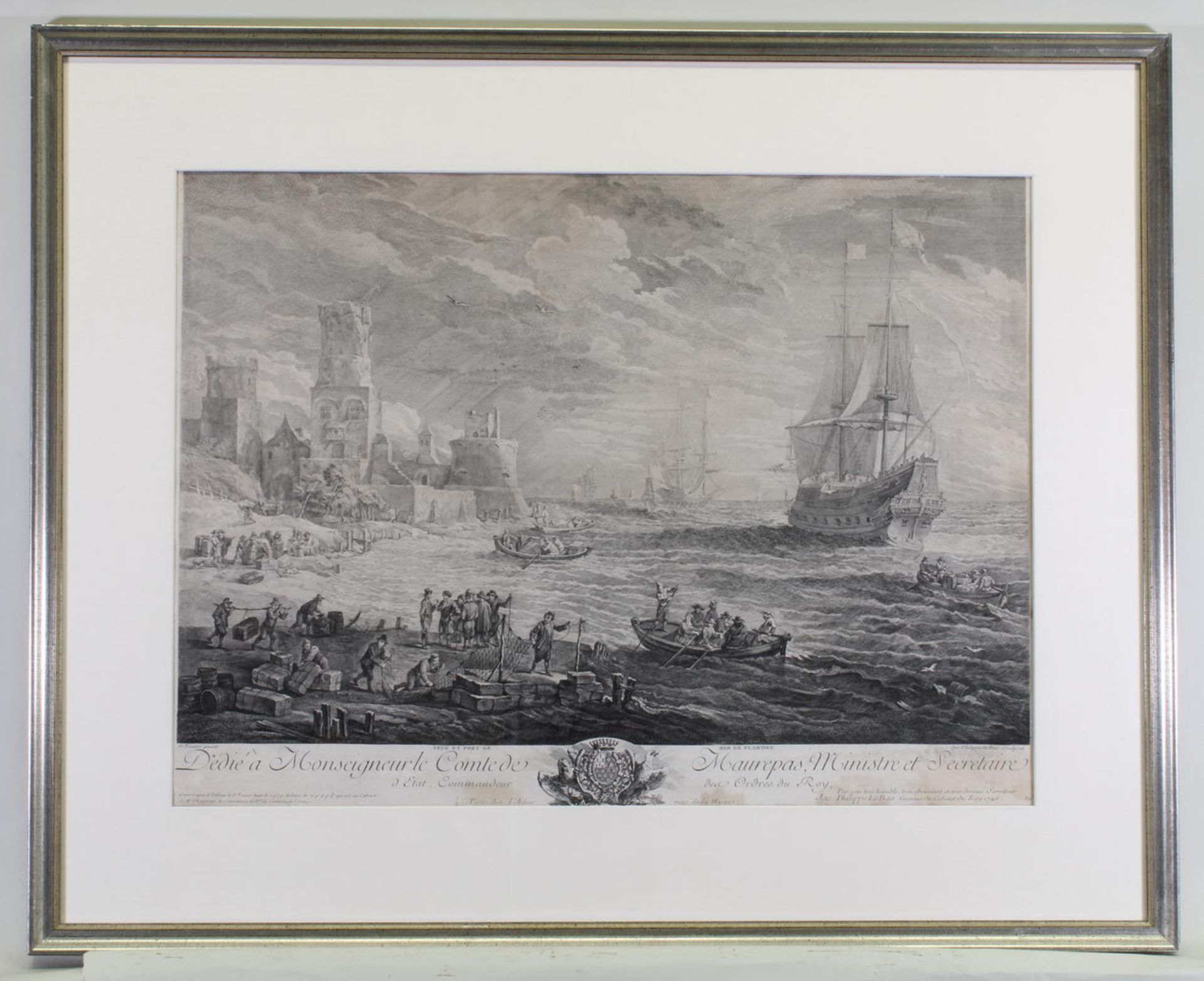 Lebas, Jacques Philippe (1707-1783), "Vue et Port de Mer de Flandre", Kupferstich, nach D. Teniers, - Image 2 of 2