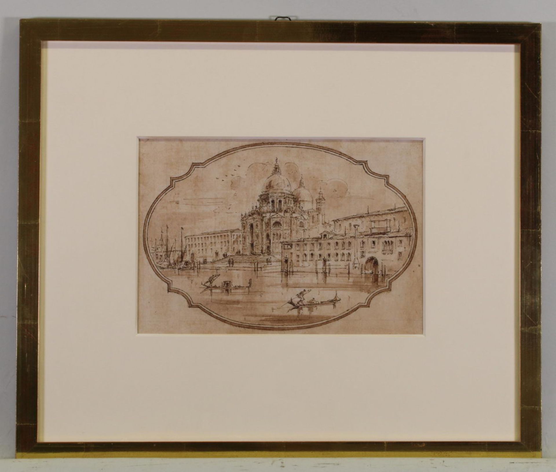 Unbekannter Zeichner (18./19. Jh.), "Santa Maria delle Salute", Tuschezeichnung, 17 x 25 cm, unter - Bild 2 aus 2