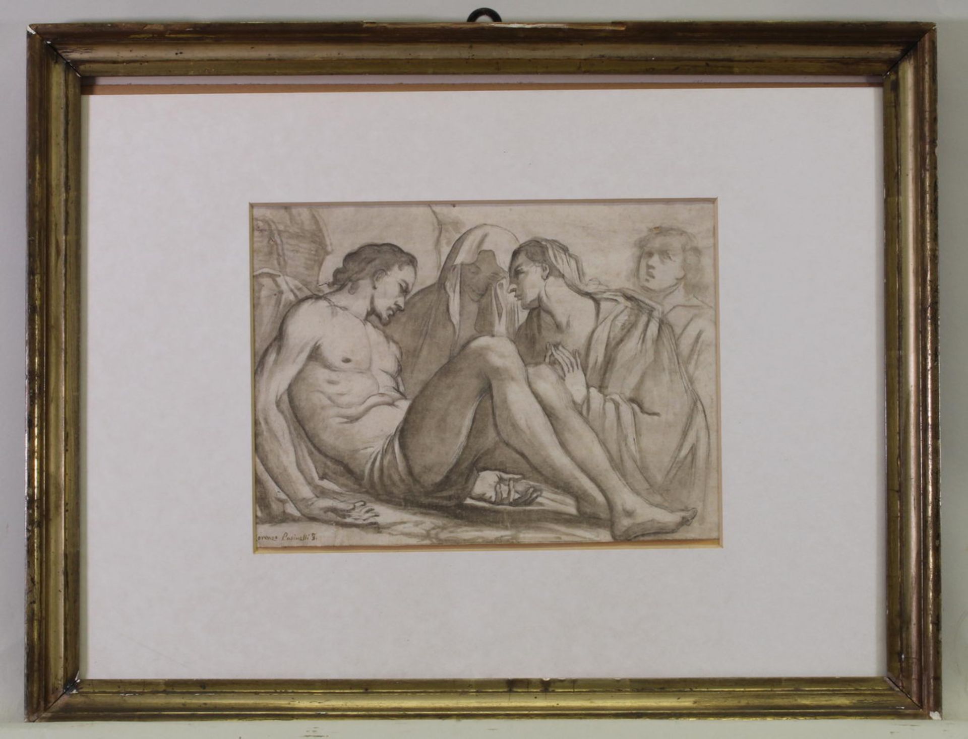 Pasinelli, Lorenzo (1629 - 1700), alt zugeschrieben, "Grablegung Christi", Bleistift- und Tuschfede - Image 2 of 4