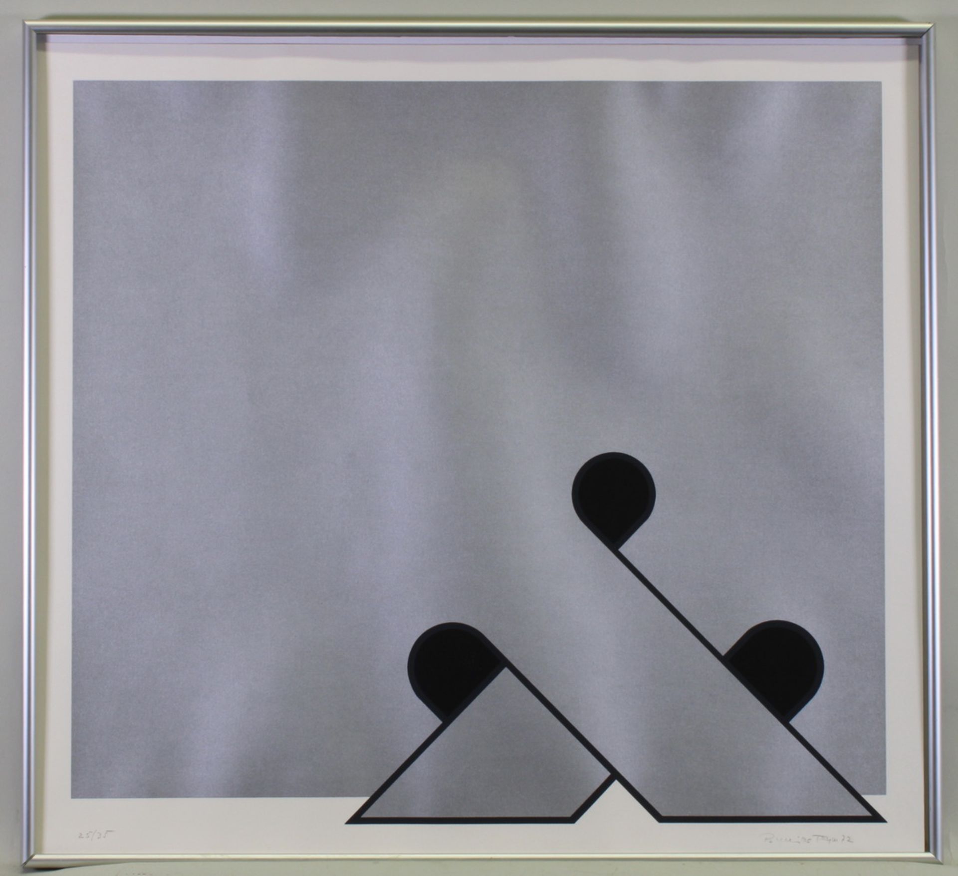 Undeutlich signiert (20. Jh.), "Geometrische Konstruktion", Farbserigrafie, undeutlich signiert unt - Image 2 of 4