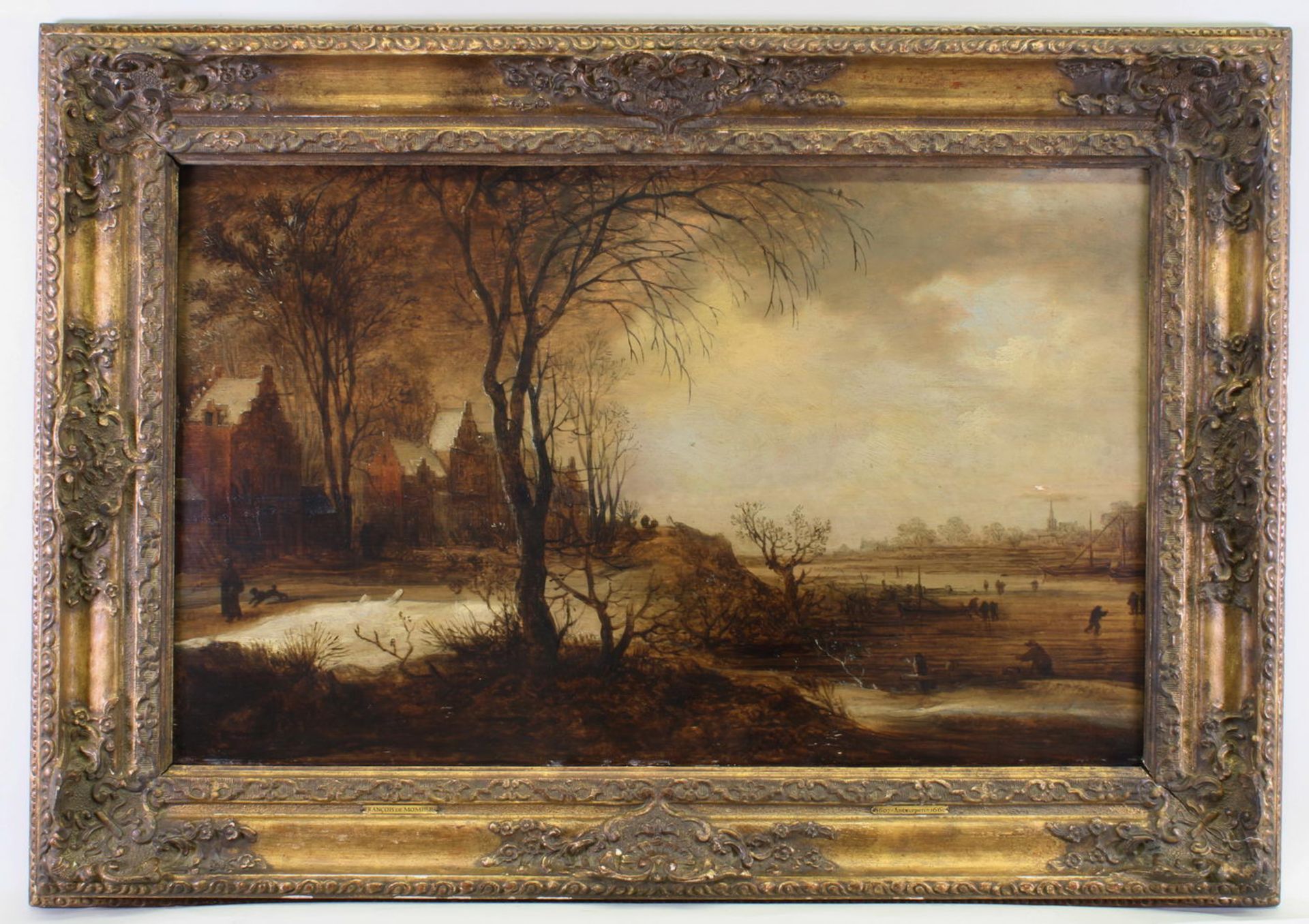 Momper, Frans de (1603 Antwerpen - 1660 ebenda), zugeschrieben, "Dorf an winterlicher Flusslandscha - Image 2 of 3