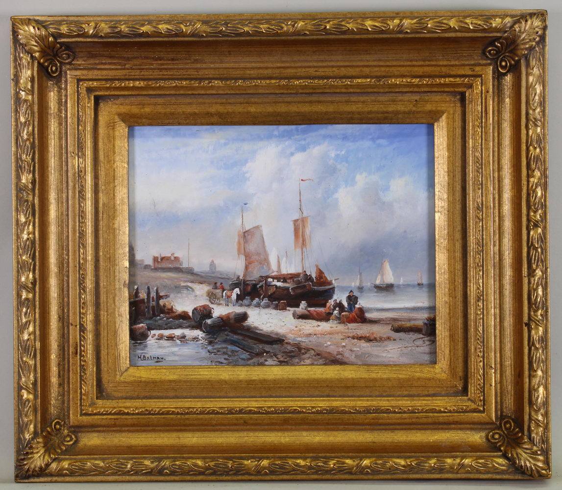 Balman, Hendricus (geb. 1940), "Boote an der Küste", Öl auf Sperrholz, signiert links unten H. Ba - Image 2 of 4