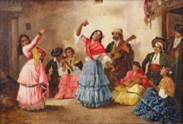 Luis del Aguila Acosta (19./20. Jh.), wohl, "Spanische Tanzszene", Öl auf Holz, signiert unten lin