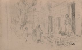 Millet, Jean Francois (1814 Gruchy - 1875 Barbizon), "Millets Haus in Barbizon", Zeichnung, Nachlas