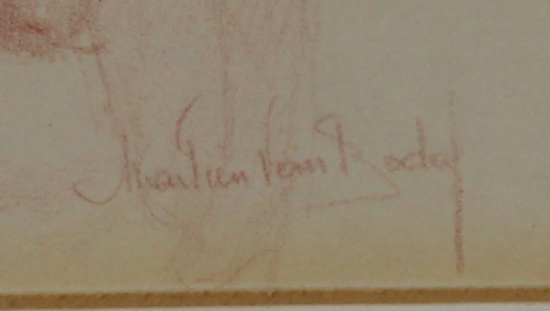 Undeutlich signiert (20. Jh.), "Weiblicher Akt", Rötelzeichnung, undeutlich signiert unten rechts - Image 3 of 3