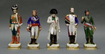 5 Porzellanfiguren, "Napoléon", "Lepic", "De Beauharnais", "Marceau", "Kleber", Scheibe-Alsbach, 1