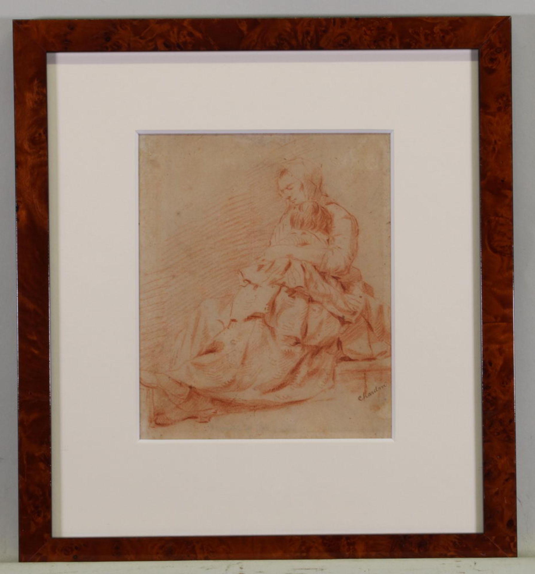 Chardin, Jean-Baptiste Simeon (1699-1779), alt zugeschrieben, "Sitzende Mutter mit Kind", Rötelzei - Image 2 of 3