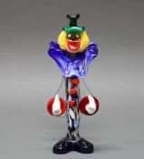 Glasfigur, "Clown", Murano, 2. Hälfte 20. Jh., Glas, polychrom, 26.3 cm hoch