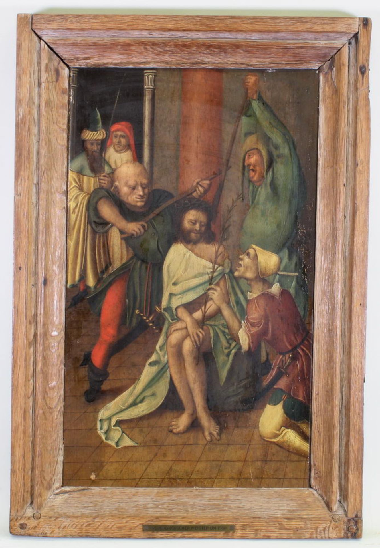 Niederländischer Meister (um 1500), "Die Verspottung Christi", verso "Engel mit Leidenswerkzeugen - Image 2 of 4