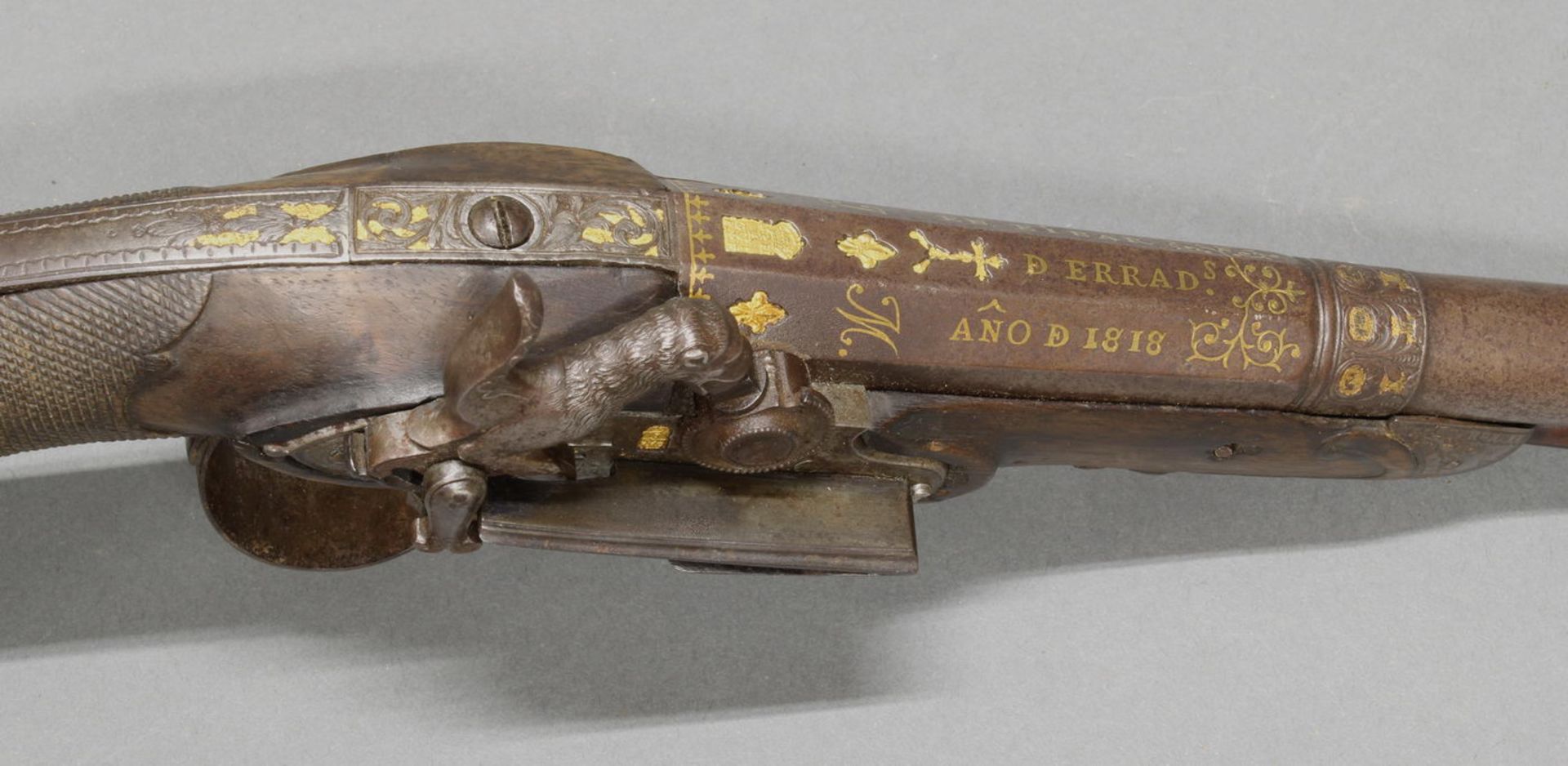Paar Perkussions-Pistolen, Spanien, signiert und datiert D ERRAD(s) EN EIBAR, ANO D 1818, wohl Besi - Image 2 of 6