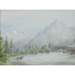 Englischer Maler (2. Hälfte 19. Jh.), "Partie am Thunersee", Aquarell mit Gouache auf Papier, unte