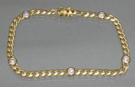 Armband, WG/GG 585, 5 Brillanten zus. ca. 0.75 ct., 21.5 cm lang, 13 g