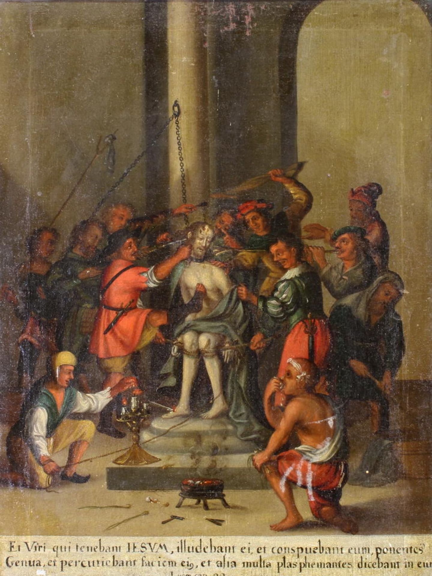 Deutscher Maler (17./18. Jh.), 2 Gemälde, "Geißelung Christi", Öl auf Leinwand, mit lateinischen - Image 5 of 6