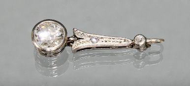 Anhänger, Art Deco, um 1920/30, WG 750, 1 Diamant ca. 0.40 ct., kleine Besatzdiamanten, 1 g, Anhä
