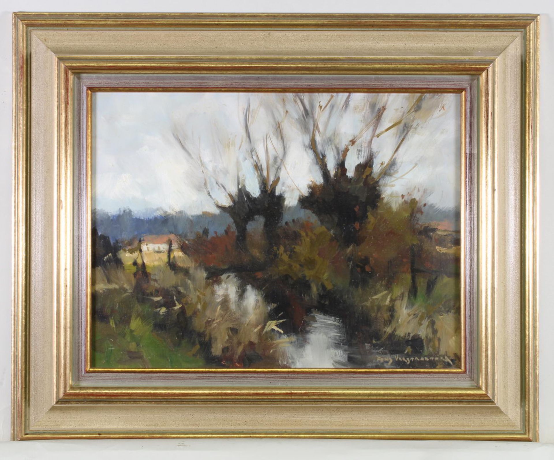 Verstraeten, Alfons (Fons) (1922 Delft - 2017 Unterseen /Schweiz), "Niederrhein-Landschaft", Öl au - Image 2 of 3