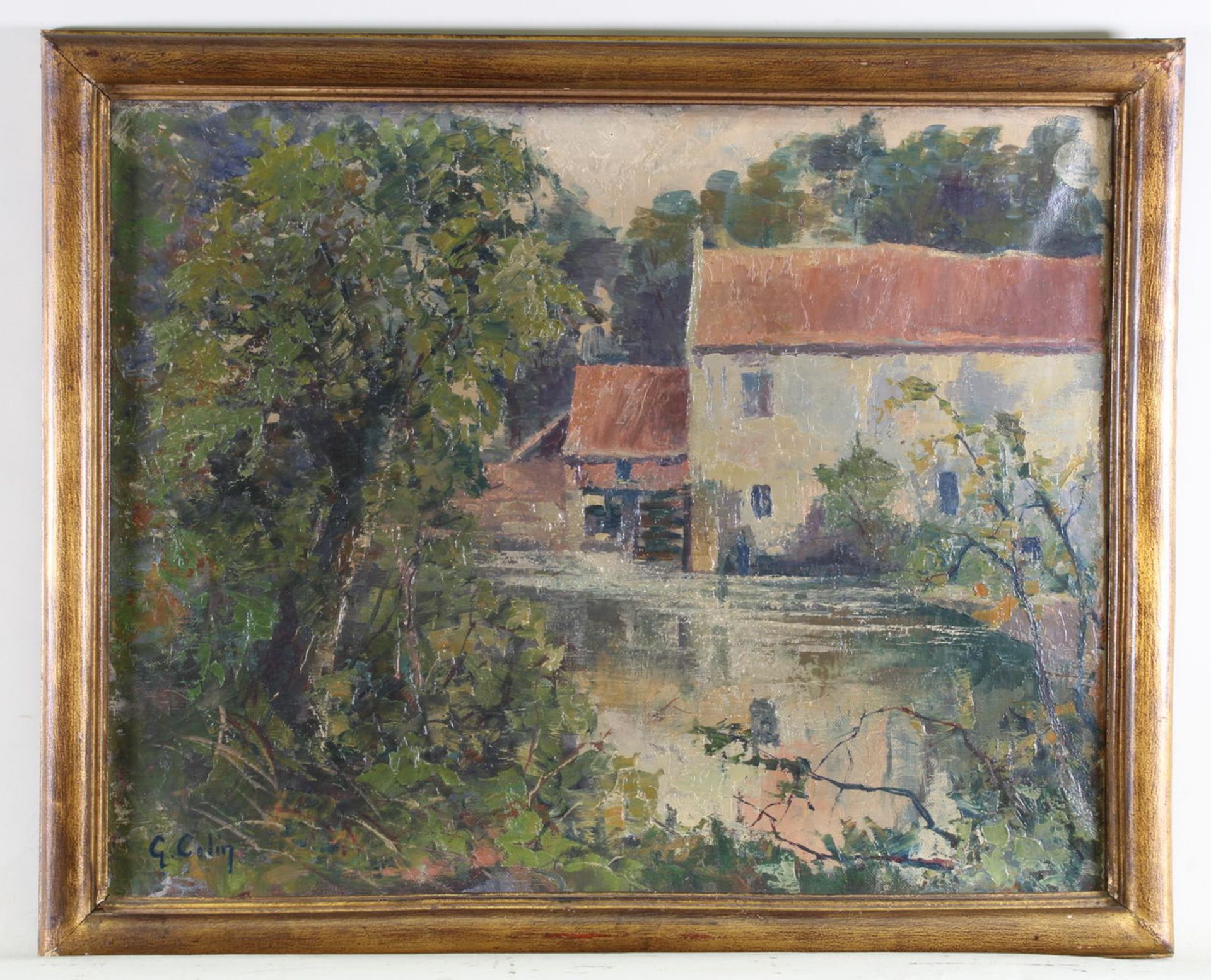 Colin, G. (19./20. Jh.), "Wassermühle", Öl auf Leinwand, signiert unten links G. Colin, 40 x 50 c - Image 2 of 4