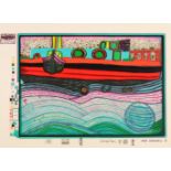 Hundertwasser, Friedensreich (1928 Wien - 2000), "Regentag auf Liebe Wellen", Farbserigrafie auf Pa