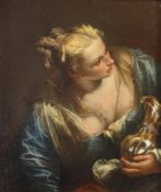 Italienischer Meister (17. Jh.), "Junge Frau mit Silberkanne", Öl auf Leinwand, doubliert, 72 x 60
