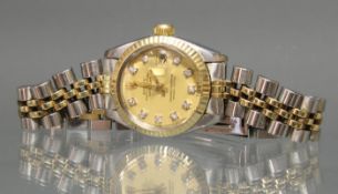 Damenarmbanduhr, Rolex, Modell Oyster Perpetual Datejust, Automatik, Stahl/Gold, goldfarbenes Ziffe