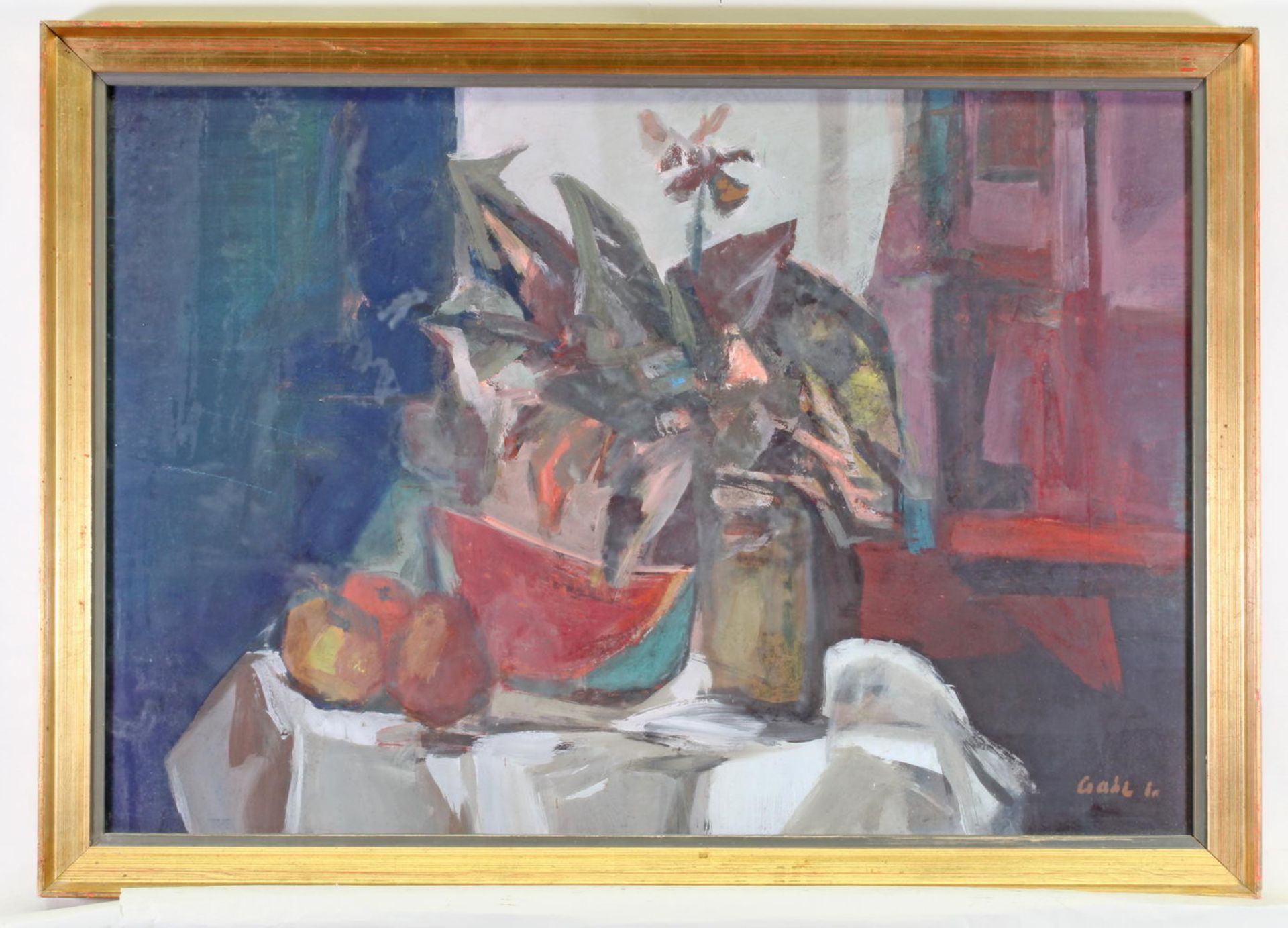 Gaal, Imre (1922 Budapest - 1964, ungarischer Maler), "Stillleben mit Obst und Blumen", Mischtechni - Image 2 of 4