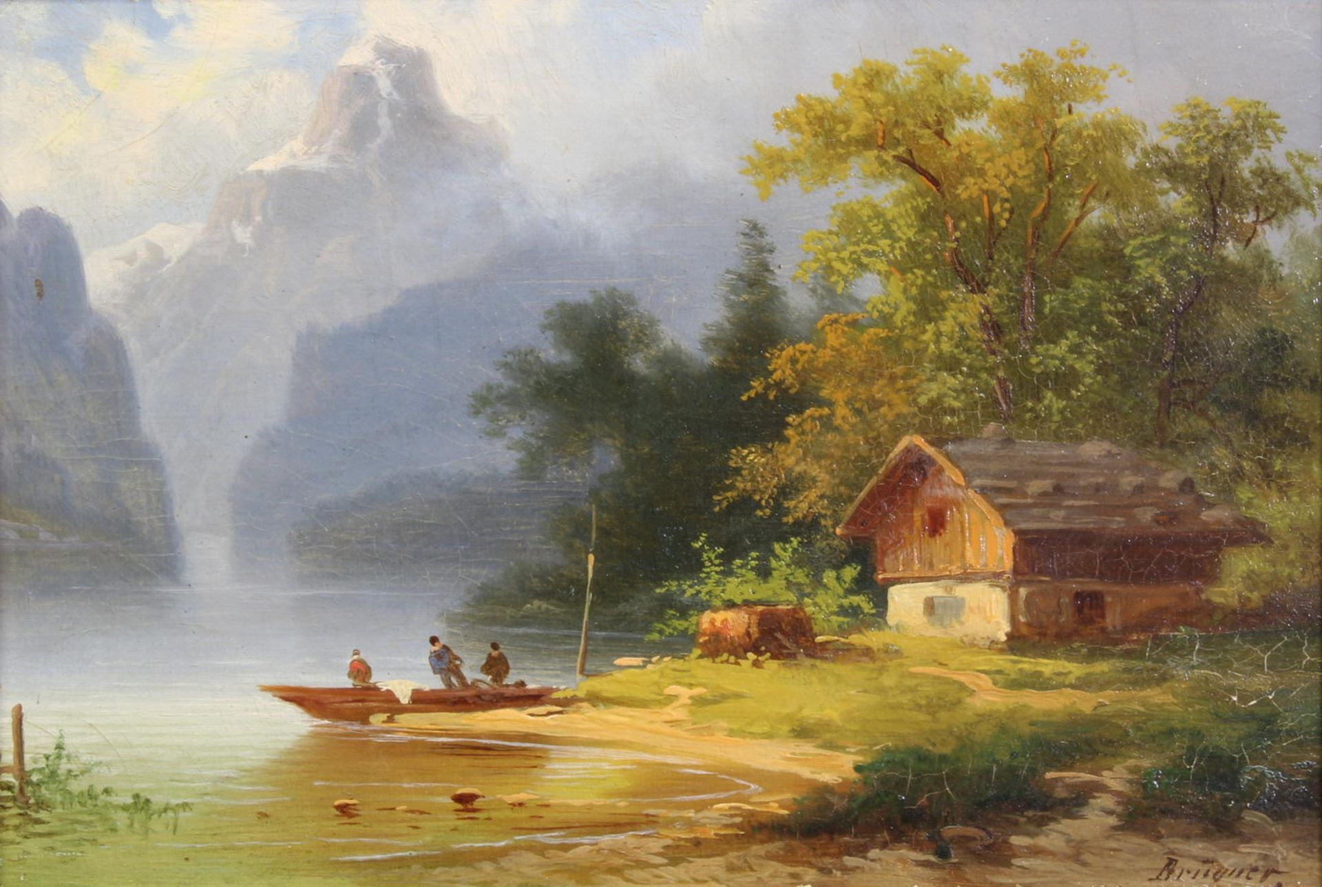 Landschaftsmaler (19./20. Jh.), Konvolut von 3 kleine Gemälde: 2x Cölestin Brügner, "Am Ufer ein - Image 9 of 10