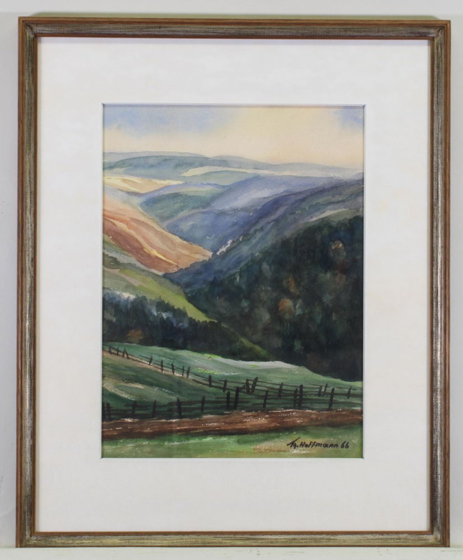 Hoffmann, Theo (1905 Köln - 1980 Aachen, Aquarellist, malte vorwiegend Eifellandschaften), "Tal in - Image 2 of 3