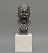 Bronze, dunkel patiniert, "Charakterkopf", neuzeitlicher Guss, nach Franz Xaver Messerschmidt,