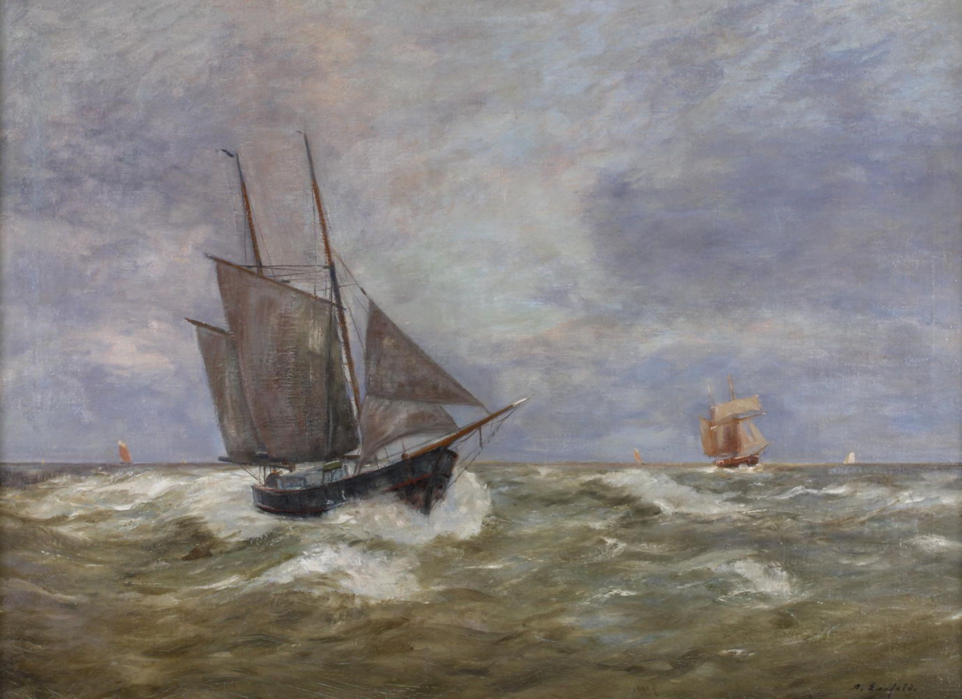 Essfeld, Alexander (1872 - 1939 Düsseldorf, Marinemaler, Schüler der KA Düsseldorf) "Segelschiff