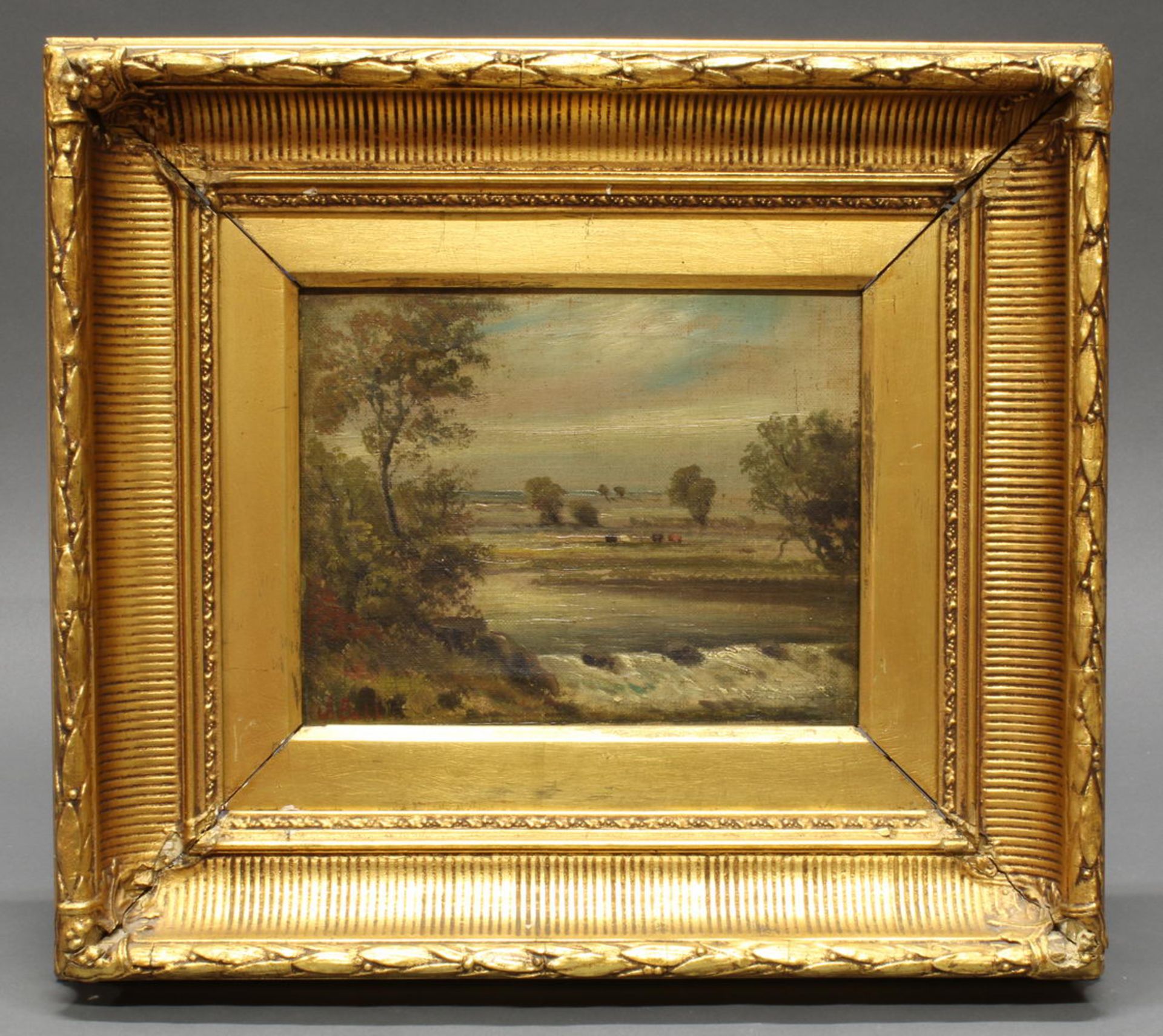 Ball, J. (19./20. Jh.), "Sommerliche Flusslandschaft", Öl auf Leinwand, signiert unten links J. Ba - Image 2 of 4