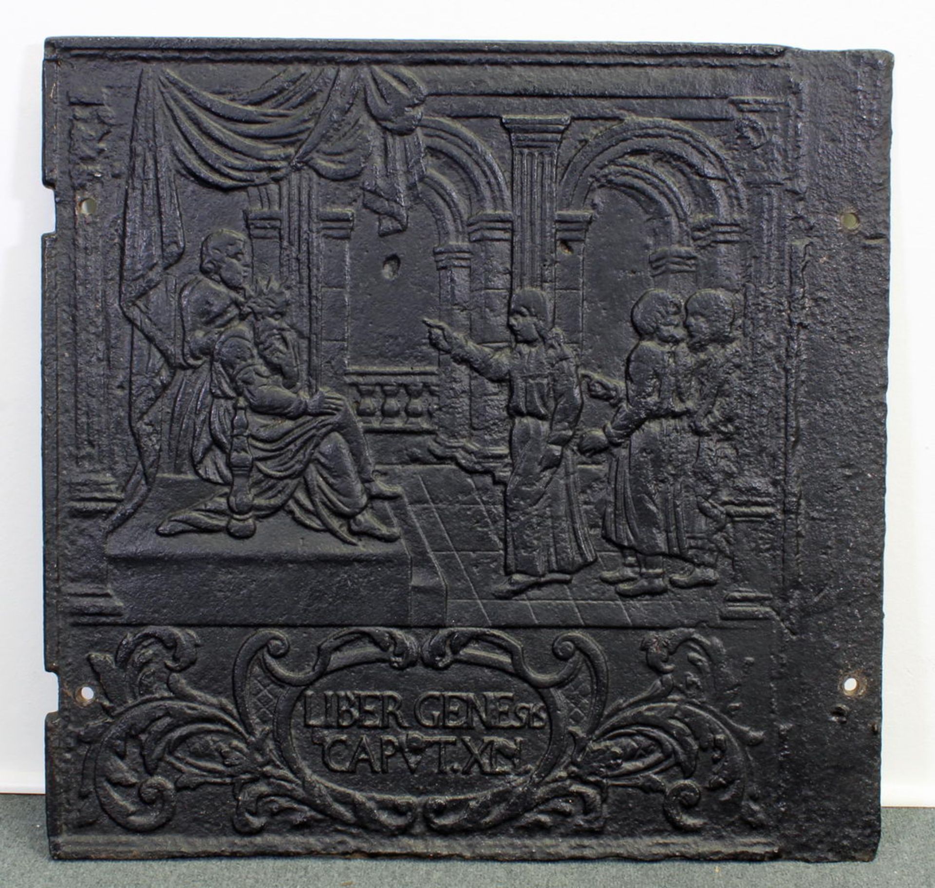 Ofenplatte, "Liber Genesis", Gusseisen, 61 x 62 cm