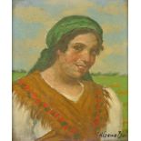 Czene, Béla (1880 - c.1944), wohl, Pendants, "Bildnis einer Frau und eines Mannes", Öl auf Karton
