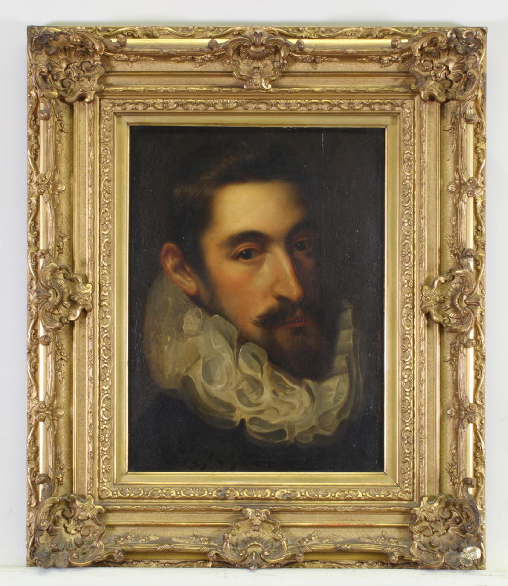 Niederländischer Porträtmaler (im Stil des 17. Jh., jedoch wohl später), "Herrenporträt mit Krause" - Image 2 of 3