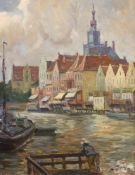 Warring, Georg ( 1879 Emden - 1967 ebd., Emdener Künstler), "Ratsdelft in Emden", Öl auf Karton,