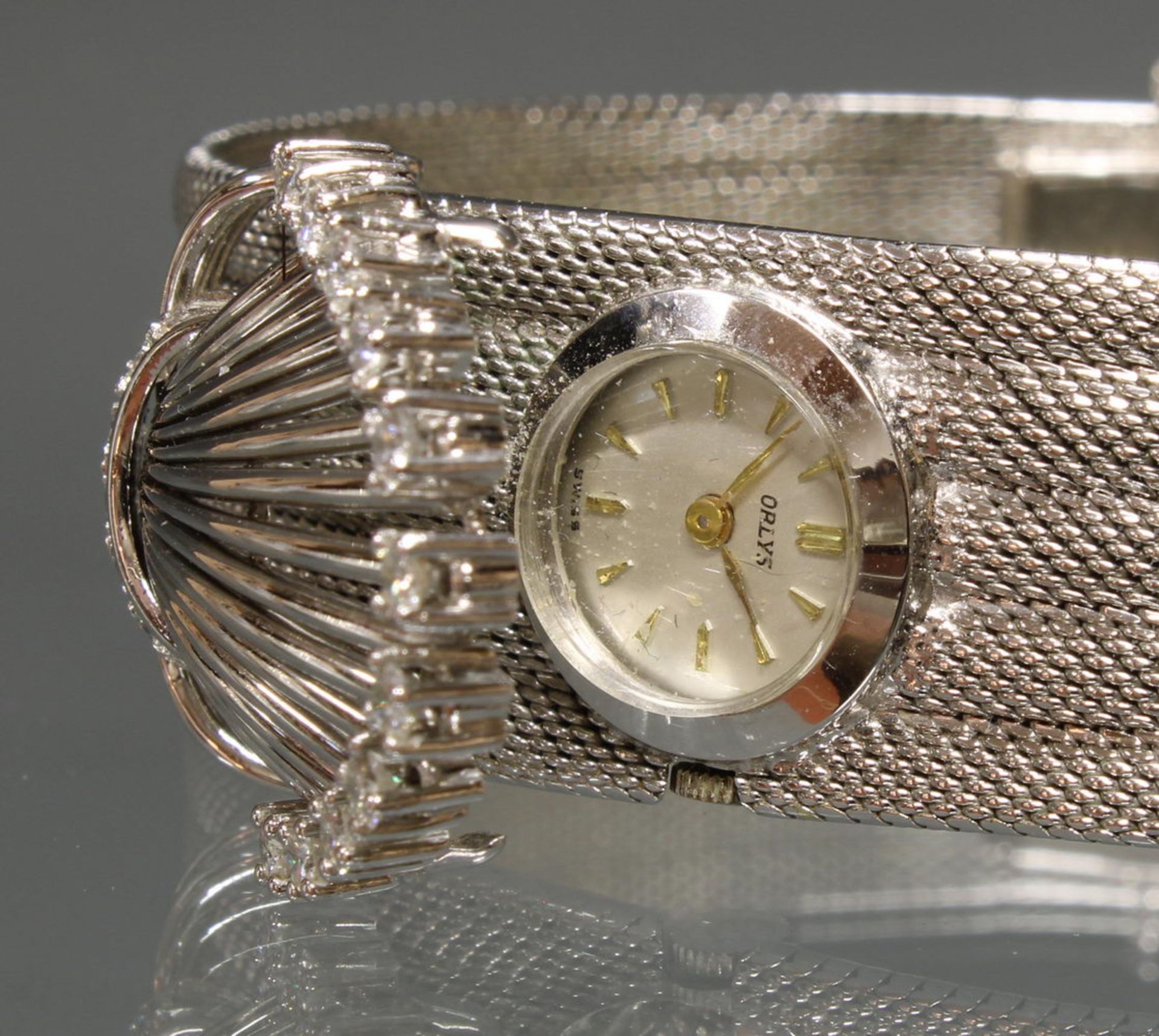 Armband mit verdeckter Uhr, 1960er/70er Jahre, WG 585, Uhr 'Orlys', Handaufzug, silberfarbenes Ziff - Image 2 of 2