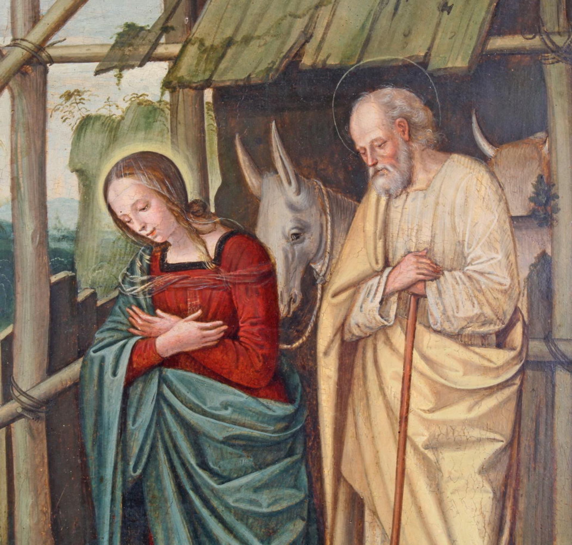 Norditalienischer Meister (wohl um 1500), "Die Anbetung des Kindes", Tempera auf Holz, 50 x 41.5 cm - Image 3 of 6