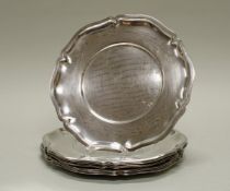 10 Platzteller, Silber 835, Jakob Grimminger, passig-geschweift, ø 28 cm, zus. ca. 4.130 g