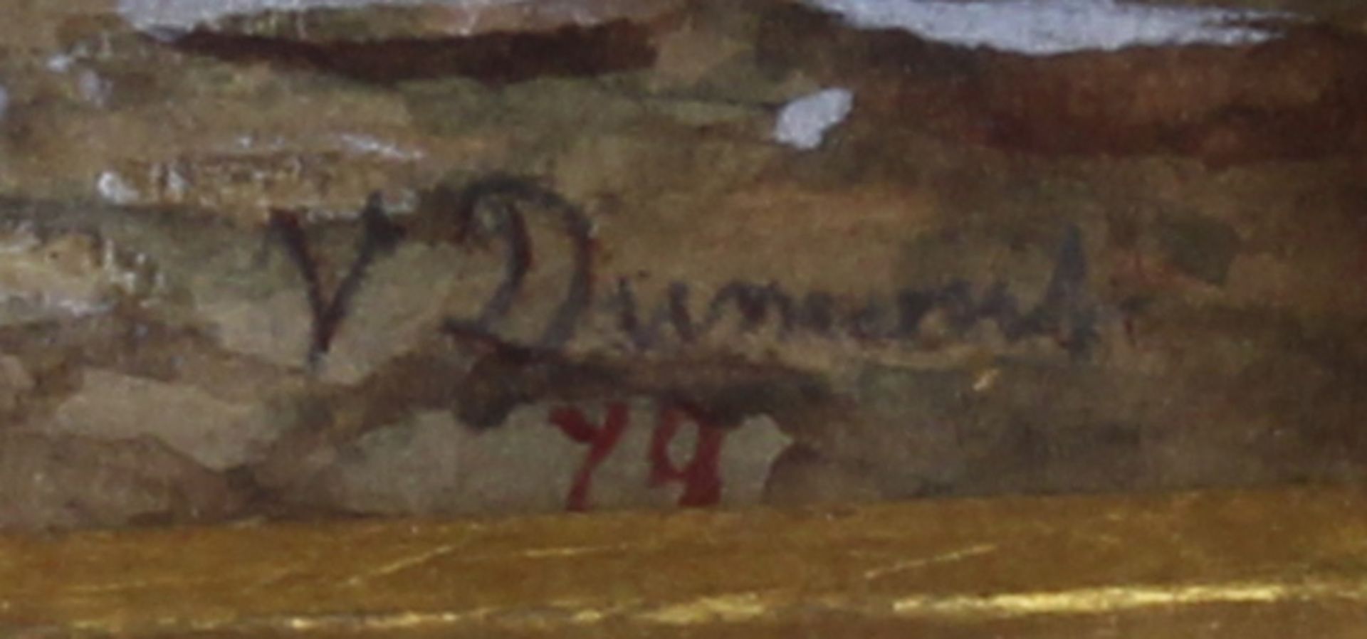 Undeutlich signiert (19. Jh.), "Mittelalterliche Stadtansicht", Aquarell mit Gouache, undeutlich si - Image 3 of 3