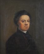 Porträtmaler (19./20. Jh.), "Herrenporträt", Öl auf Leinwand, 24.5 x 20 cm, Rahmen bestoßen. La