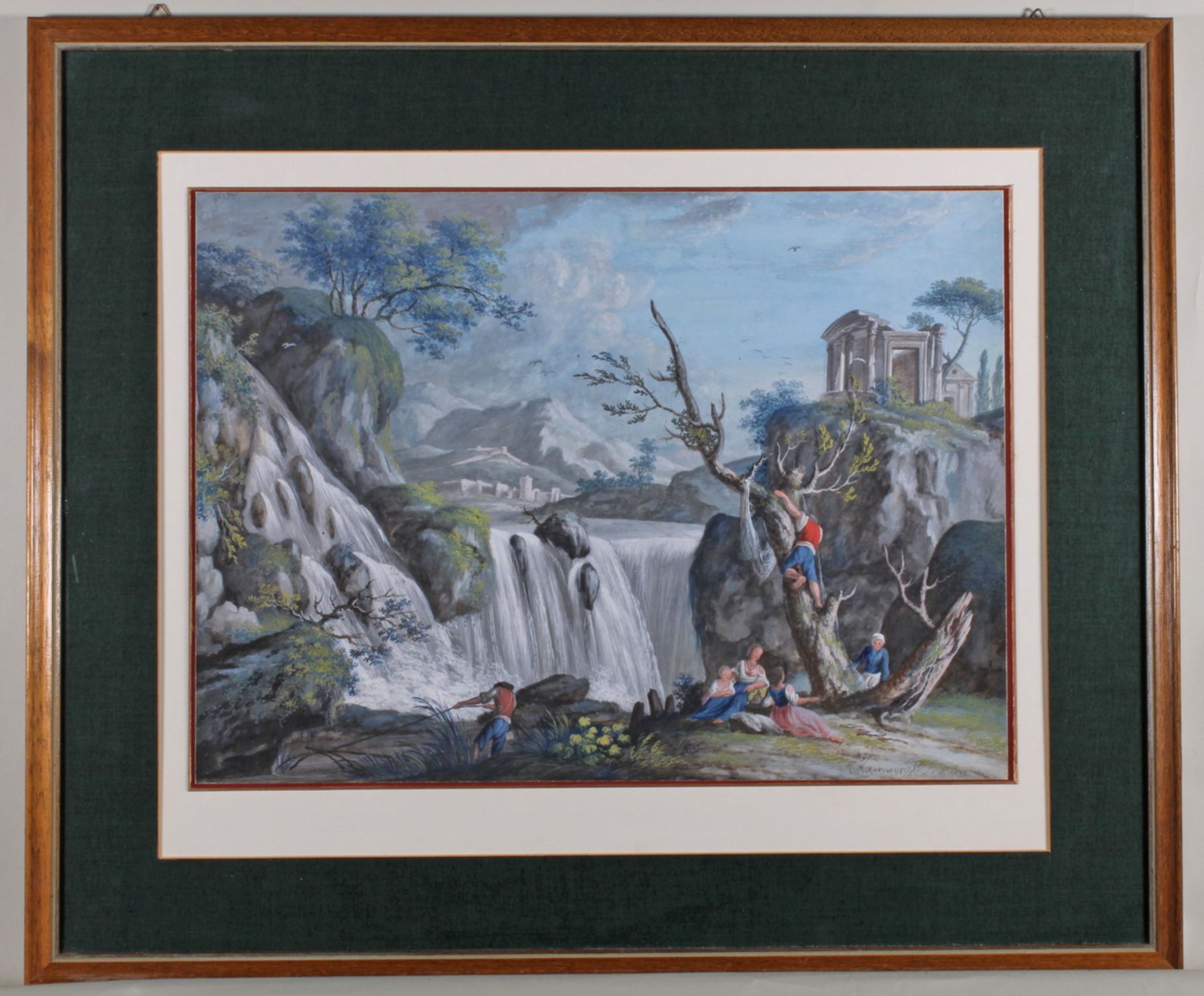 Kammrath, Anna (19./20. Jh.), wohl, "Spielende Kinder am Wasserfall", Gouache, signiert und datiert - Bild 2 aus 3